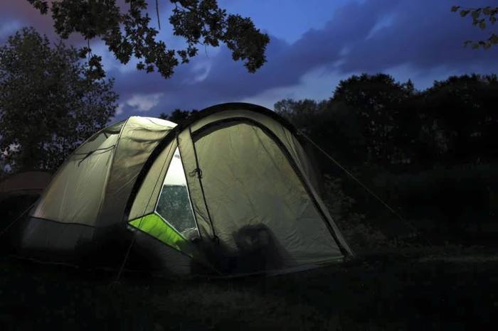 campsite tent during the night