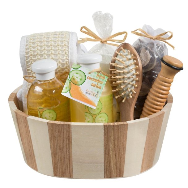 Fresh Cucumber melon two tone wood spa basket