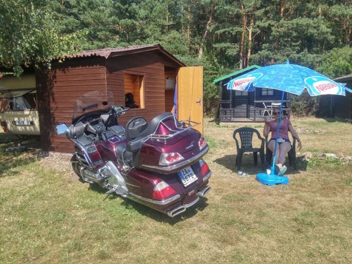 honda goldwing near the camping small house