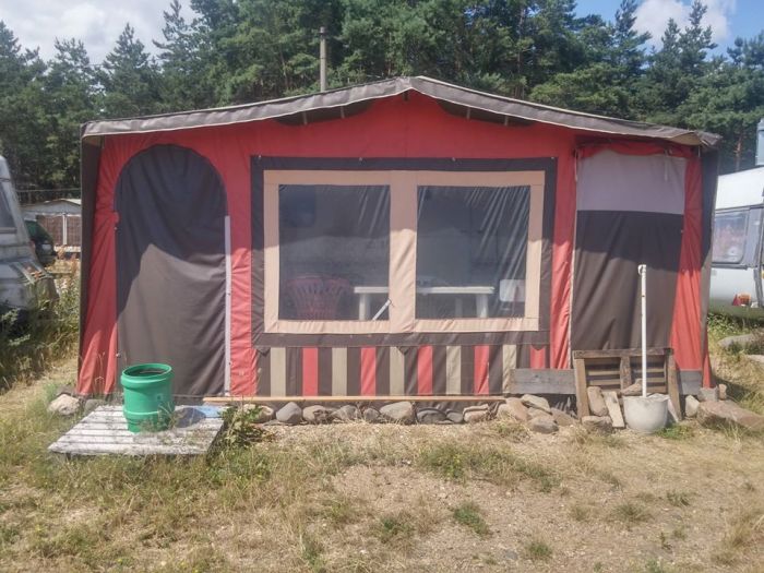 red big camping tent