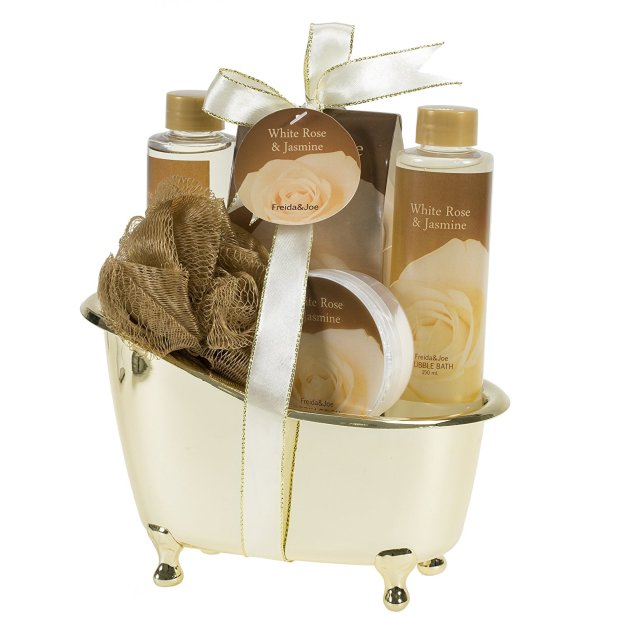 White Rose Jasmine Gold Tub Spa Bath Gift Set